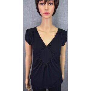 Alfani Short Sleeve Dressy Tee Women's Size M Black